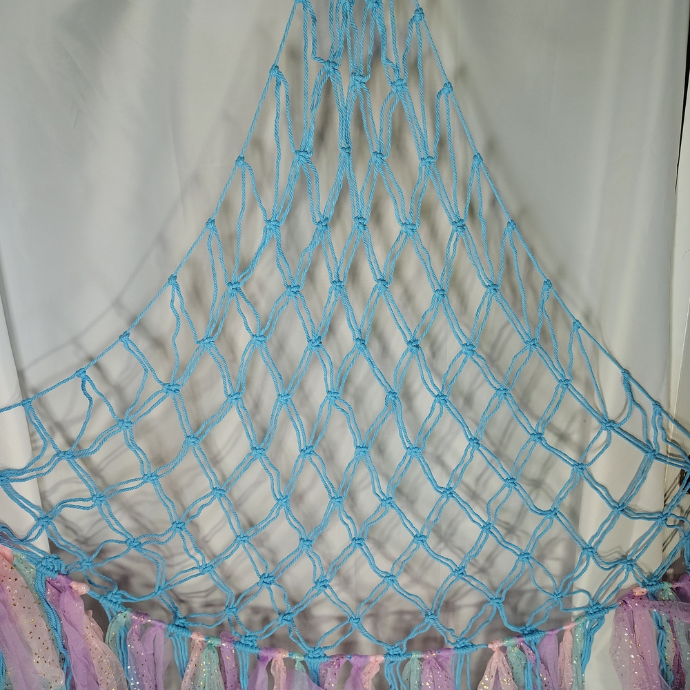Blue Netting with Pastel Fringe